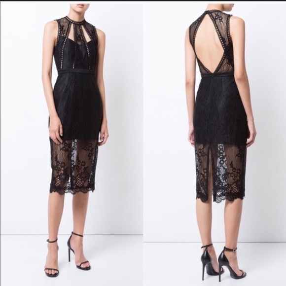 Alexia Black Lace Open Back Midi Dress – Size M - Picture 2 of 15
